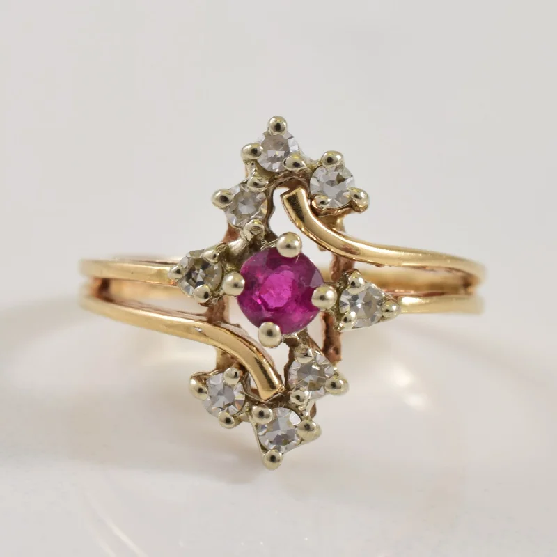 Romantic Heart-Shaped Jewelry For Special Gifts Ruby & Diamond Ring | 0.16ct, 0.16ctw | SZ 3.5 |