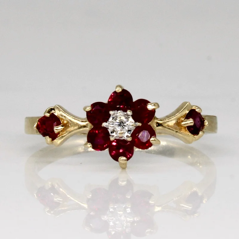 Fashion-Forward Jewelry At Incredible Prices Ruby & Diamond Cluster Ring | 0.32ctw, 0.02ct | SZ 5.75 |
