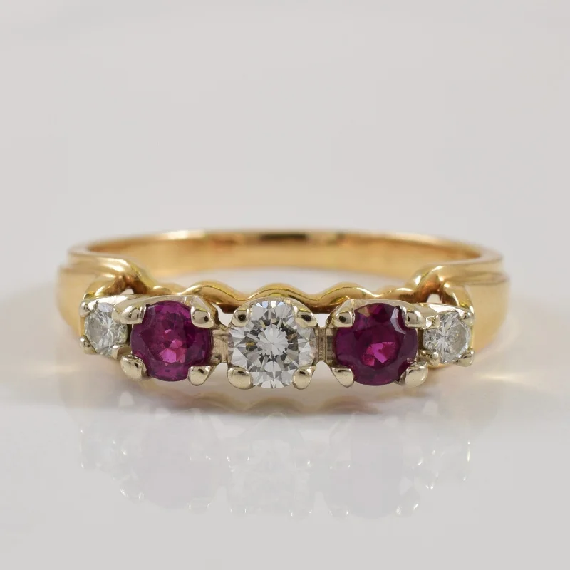 Luxury Jewelry Now At Special Promotional Rates Ruby & Diamond Five Stone Ring | 0.40ctw, 0.25ctw | SZ 8 |