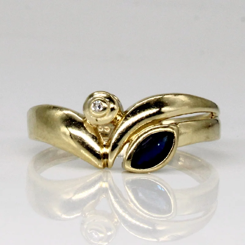High-Quality Gemstone Jewelry For Special Occasions Sapphire & Diamond Bypass Ring | 0.12ct, 0.01ct | SZ 7.25 |