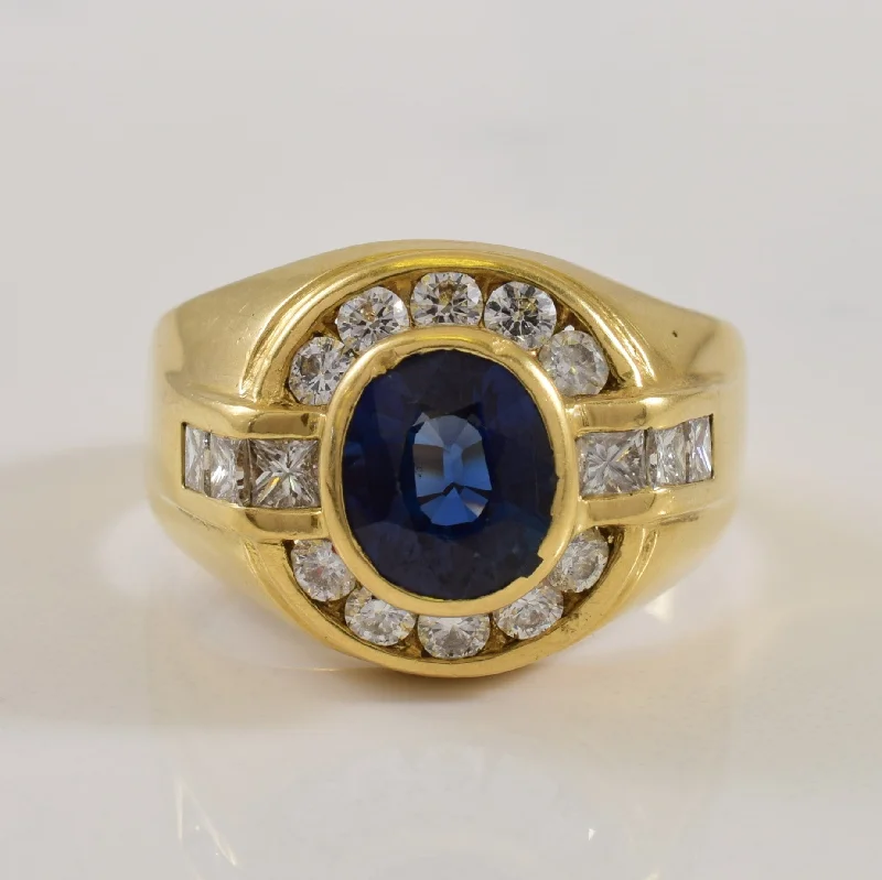 Luxury Jewelry Now At Special Promotional Rates Sapphire & Diamond Halo Ring | 2.690ct, 0.77ctw | SZ 10 |