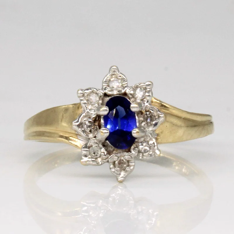 Premium Jewelry At Special Low Prices For A Limited Time Synthetic Sapphire & Diamond Ring | 0.24ct, 0.04ctw | SZ 6.75 |