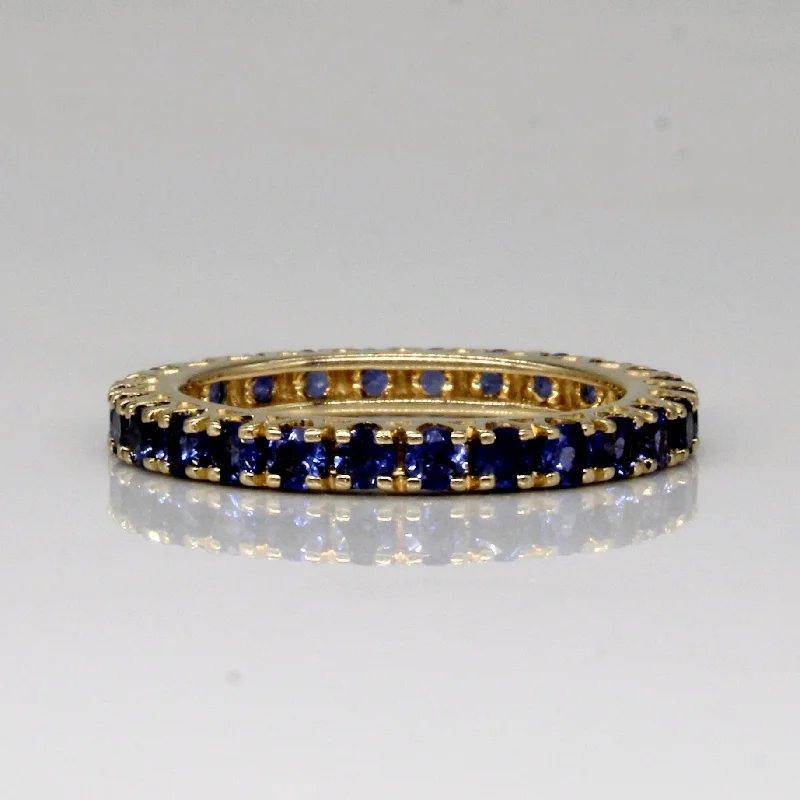 Trendy Minimalist Jewelry For Everyday Wear Synthetic Sapphire Eternity Ring | 1.04ctw | SZ 5.75 |