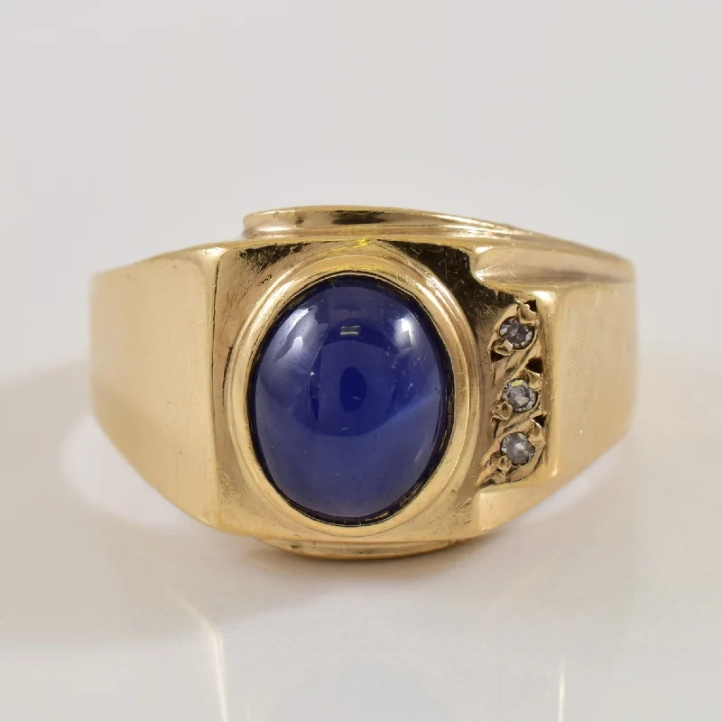 Limited Stock On Premium Jewelry At Low Prices Synthetic Star Sapphire & Diamond Ring | 3.70ct, 0.03ct | SZ 11.25 |