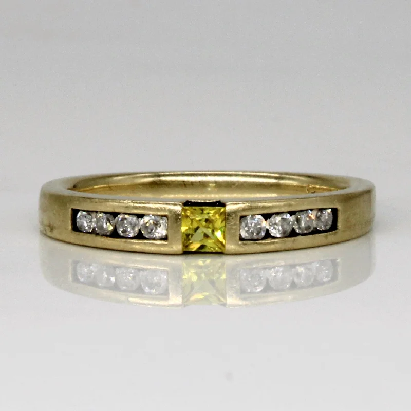 Premium Jewelry, Premium Discounts – Act Fast Synthetic Yellow Sapphire & Diamond Ring | 0.12ct, 0.09ctw | SZ 6.5 |