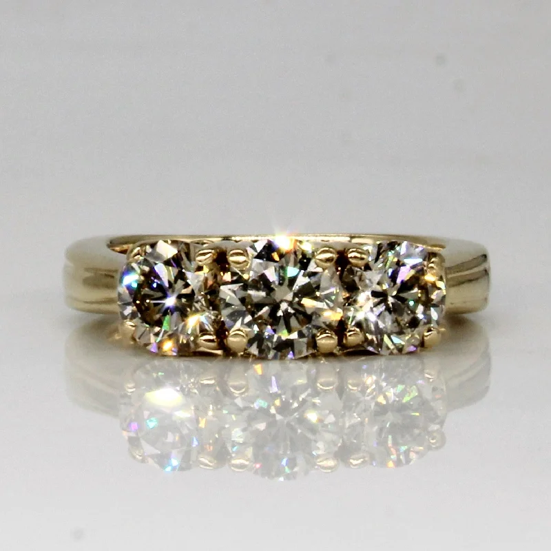 Handcrafted Jewelry Sale – Unique Designs At Low Prices Three Stone Diamond Engagement Ring | 1.56ctw | SZ 4.75 |