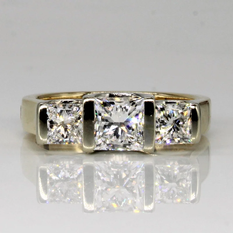 Personalized Jewelry Sale – Meaningful Gifts At Great Prices Three Stone Princess Cut Diamond Hinged Ring | 2.06ctw | SZ 7.75 |