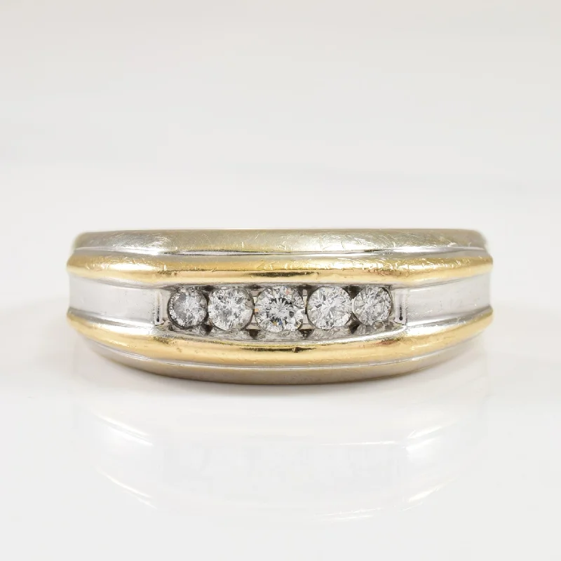 Modern Statement Jewelry For Bold Styling Two Tone Channel Set Diamond Ring | 0.25ctw | SZ 10 |
