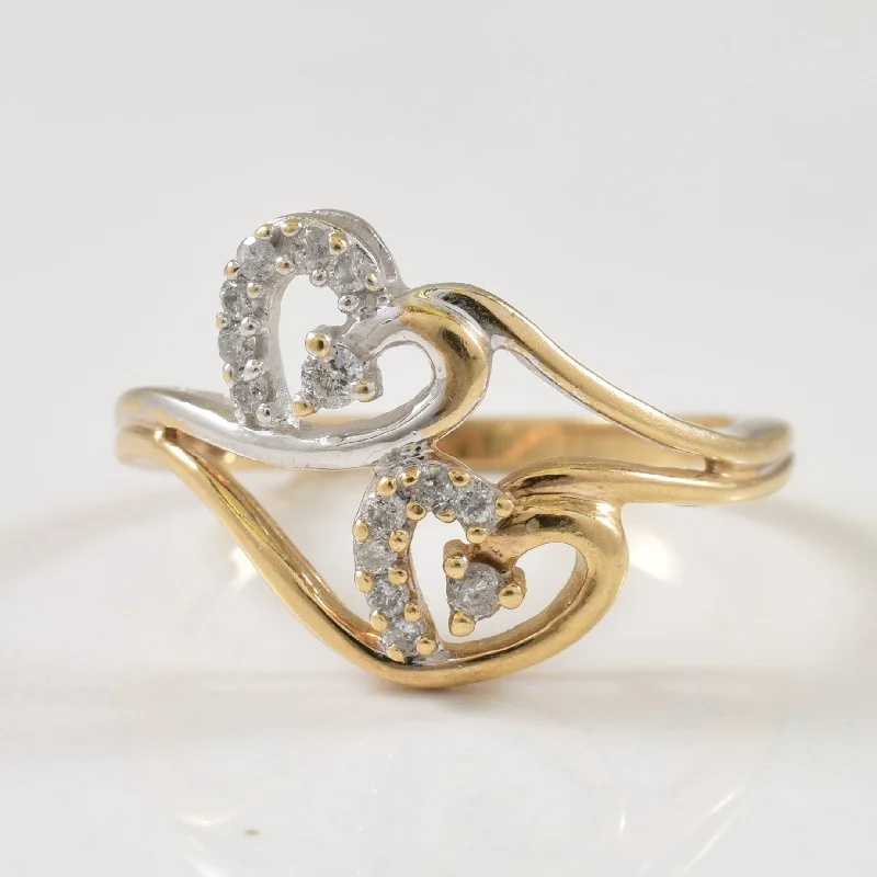 Exclusive Jewelry Sale Event – Shop Now Two Tone Double Heart Diamond Ring | 0.15ctw | SZ 6.75 |