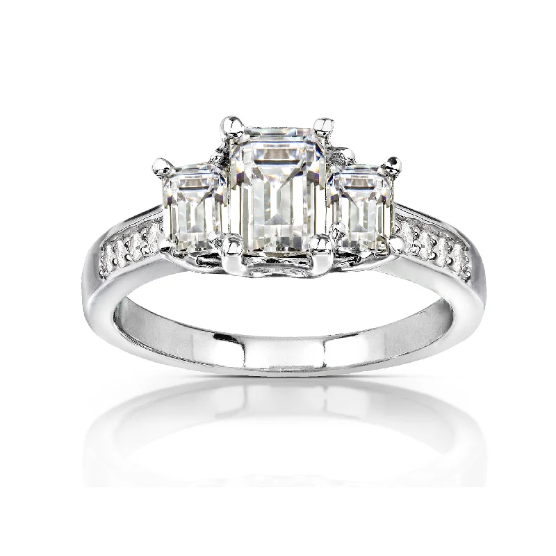 Flash Sale On Elegant Jewelry – Don't Miss Out 3-Stone Moissanite 1.65ct Pave Band Engagement Ring Flash Sale On Elegant Jewelry – Don't Miss Out 3-Stone Moissanite 1.65ct Pave Band Engagement Ring