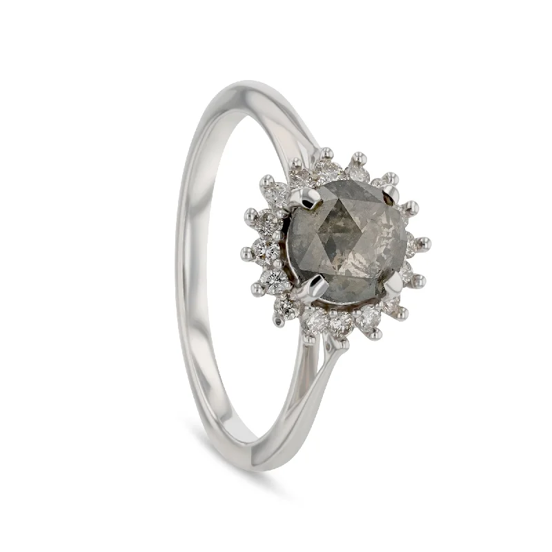 Gorgeous Jewelry, Limited-Time Savings DUFF 1.46ct 14K White Gold Natural Salt & Pepper Diamond Engagement Ring With Matching Band Gorgeous Jewelry, Limited-Time Savings DUFF 1.46ct 14K White Gold Natural Salt & Pepper Diamond Engagement Ring With Matching Band
