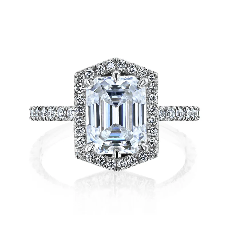 Dainty And Elegant Jewelry Now At Reduced Prices Edda - L - Hexagon Halo Emerald Moissanite Dainty And Elegant Jewelry Now At Reduced Prices Edda - L - Hexagon Halo Emerald Moissanite