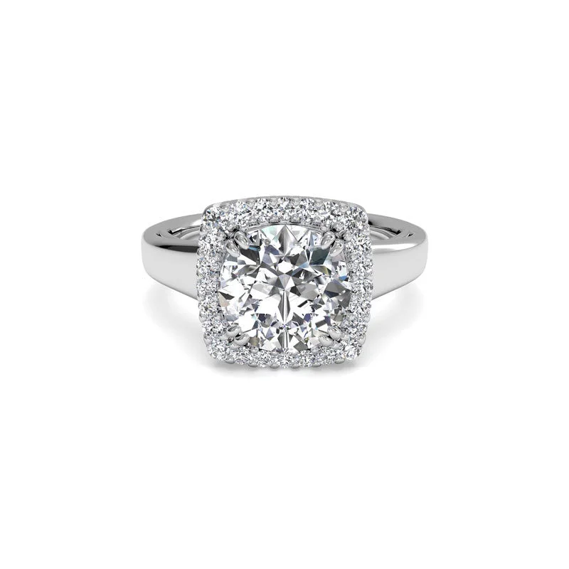 Limited-Stock Jewelry Sale – Once It's Gone, It's Gone French-Set Cushion Halo Round Brilliant Diamond Engagement Ring Limited-Stock Jewelry Sale – Once It's Gone, It's Gone French-Set Cushion Halo Round Brilliant Diamond Engagement Ring