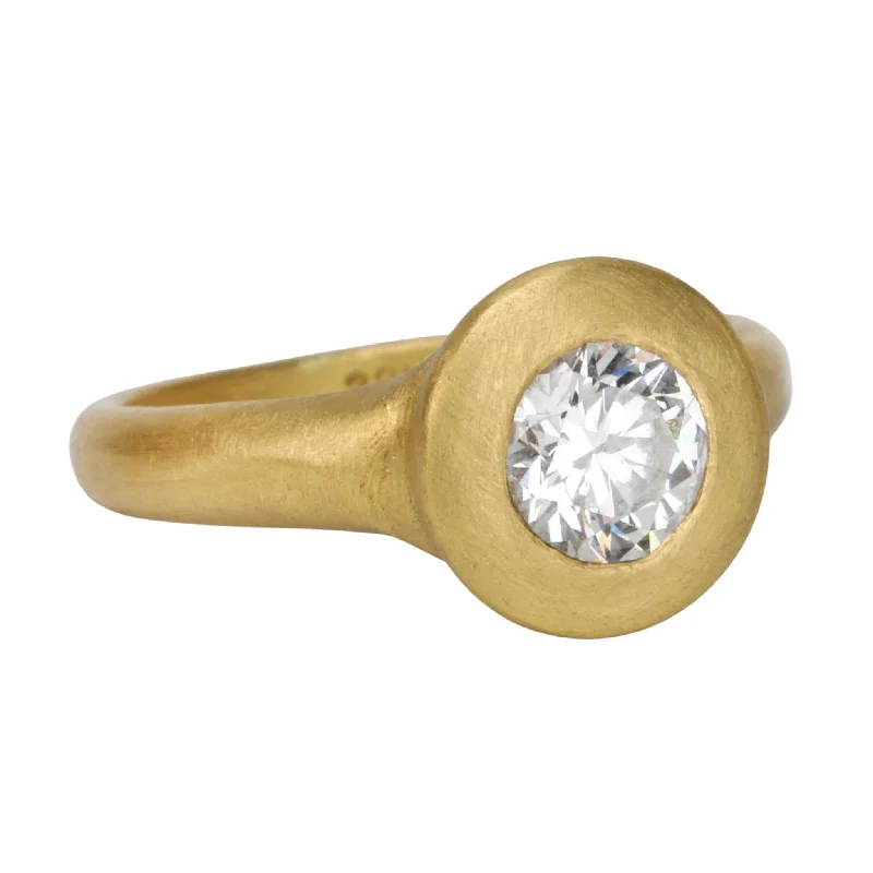 Jewelry Clearance Event – Stock Up Before It's Over 22K Gold "Greek-Inspired" Round Solitaire Diamond Bezel-Set Ring Jewelry Clearance Event – Stock Up Before It's Over 22K Gold "Greek-Inspired" Round Solitaire Diamond Bezel-Set Ring
