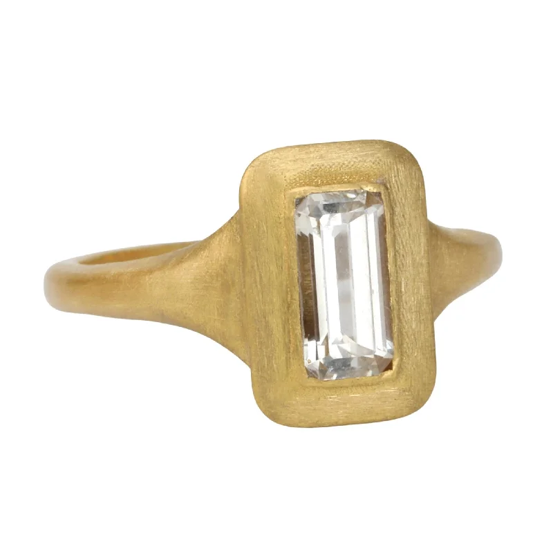 Final Call For Exquisite Jewelry At Reduced Rates 22K Gold "Greek-Inspired" Emerald Cut White Sapphire Baguette Ring Final Call For Exquisite Jewelry At Reduced Rates 22K Gold "Greek-Inspired" Emerald Cut White Sapphire Baguette Ring