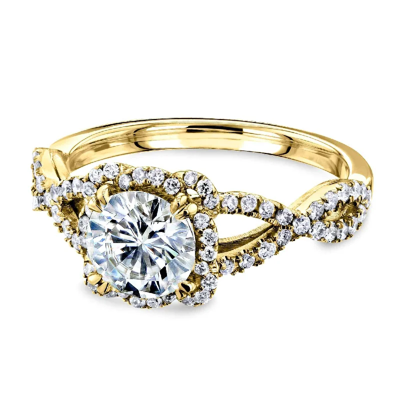Elevate Your Outfit With Discounted Statement Jewelry Round Moissanite Fancy Halo Cross Shank Ring Elevate Your Outfit With Discounted Statement Jewelry Round Moissanite Fancy Halo Cross Shank Ring