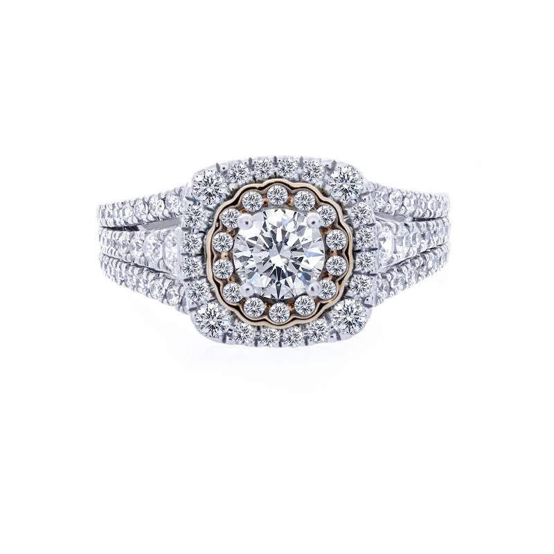 Affordable Luxury Jewelry – Style At A Great Price Double Diamond Halo with Three-Row Split Band Engagement Ring Affordable Luxury Jewelry – Style At A Great Price Double Diamond Halo with Three-Row Split Band Engagement Ring