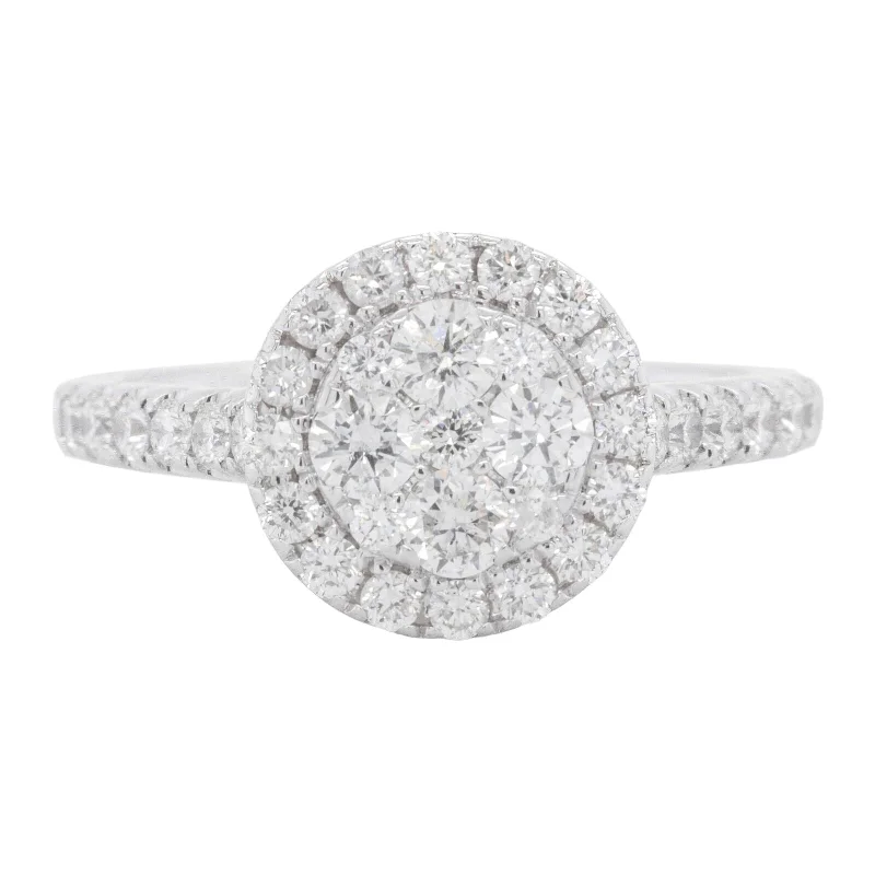 Premium Diamond Jewelry For Unforgettable Moments 14k White Gold Diamond Cluster Halo Engagement Ring 0.77ctw G VS2 Size 6.75 Premium Diamond Jewelry For Unforgettable Moments 14k White Gold Diamond Cluster Halo Engagement Ring 0.77ctw G VS2 Size 6.75