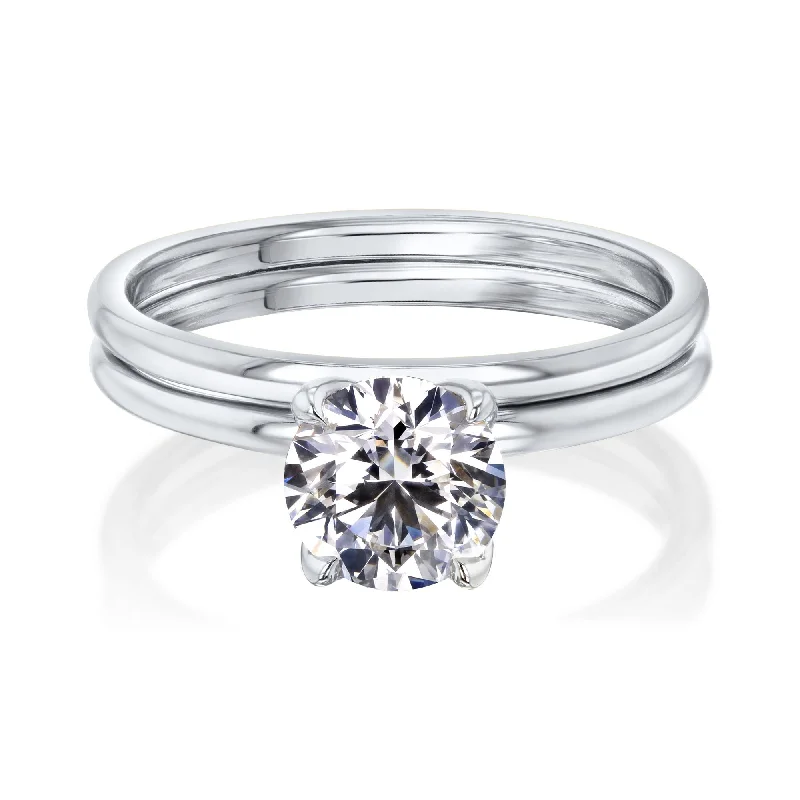 Luxury Handcrafted Jewelry For Elegant Looks 1ct Round Floating Tulip Solitaire Bridal Set (Certified) Luxury Handcrafted Jewelry For Elegant Looks 1ct Round Floating Tulip Solitaire Bridal Set (Certified)