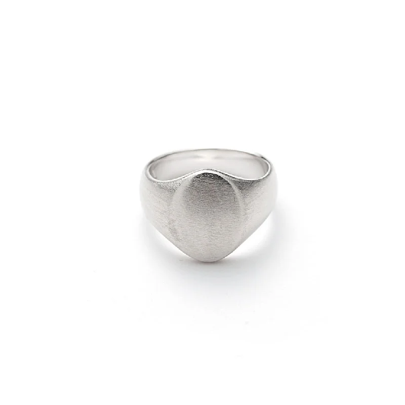 Don't Miss These Dazzling Jewelry Discounts Hope Oval Signet Brushed Silver Ring