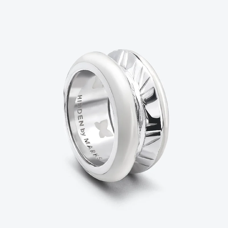 Dainty And Elegant Jewelry Now At Reduced Prices Antarctica 18K Whitegold Ring w. White enamel