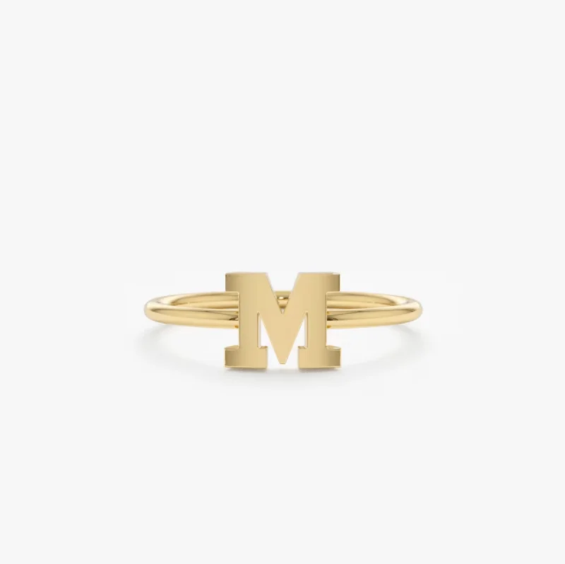 Bohemian-Inspired Jewelry For Free-Spirited Fashion Plain Gold Initial Ring, Miley Bohemian-Inspired Jewelry For Free-Spirited Fashion Plain Gold Initial Ring, Miley