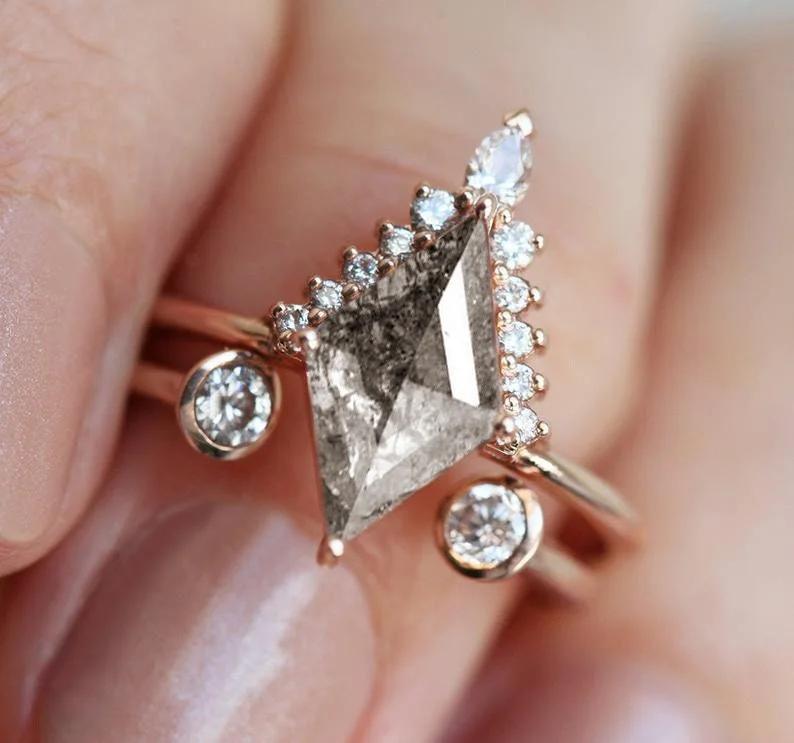 Handcrafted Jewelry Sale – Unique Designs At Low Prices Salt Pepper Diamond Ring, Or Ring Set, Rhombus Kite Engagement Ring, Open Nesting Band, Halo Diamond Ring Handcrafted Jewelry Sale – Unique Designs At Low Prices Salt Pepper Diamond Ring, Or Ring Set, Rhombus Kite Engagement Ring, Open Nesting Band, Halo Diamond Ring