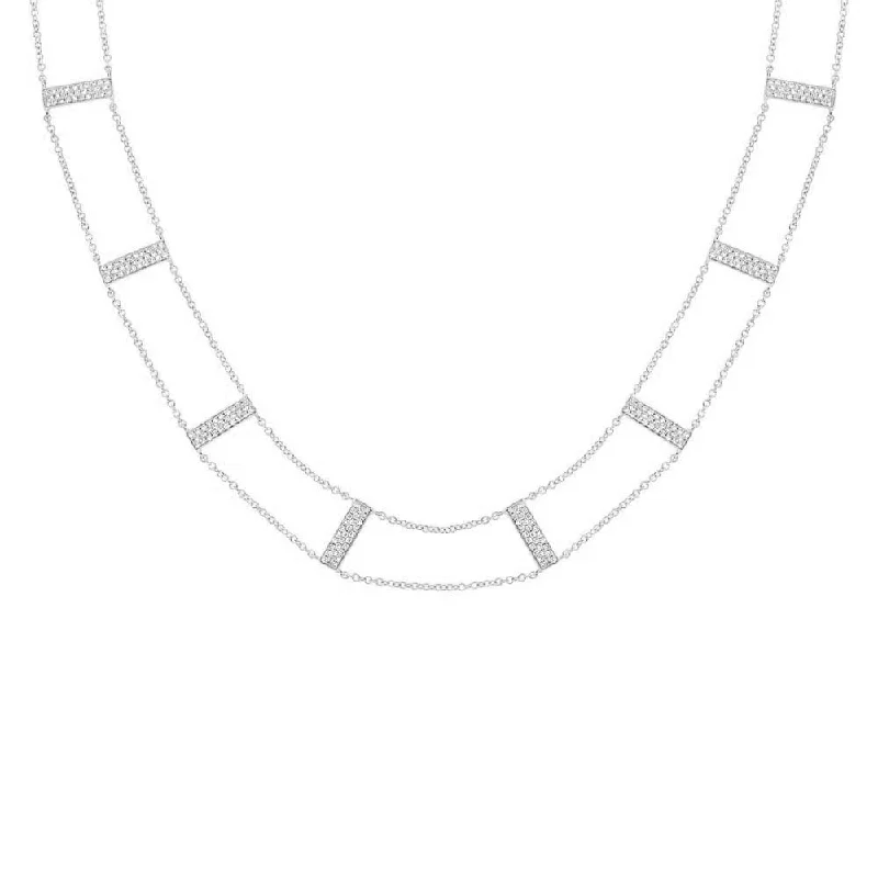 Buy More, Save More – Special Jewelry Discounts 14 kt white gold, 12" diamond ladder choker necklace featuring .71 cts tw round diamonds Buy More, Save More – Special Jewelry Discounts 14 kt white gold, 12" diamond ladder choker necklace featuring .71 cts tw round diamonds