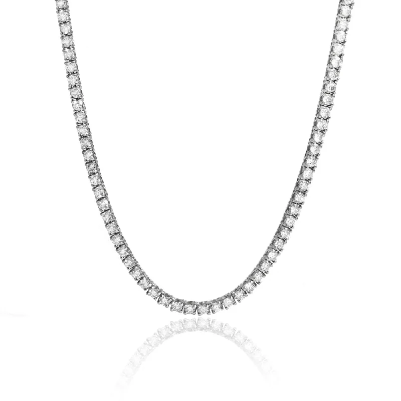 Timeless Jewelry At Special Discount Rates 14 kt white gold, 16" 4 prong diamond tennis necklace featuring 5.00 cts tw round diamonds