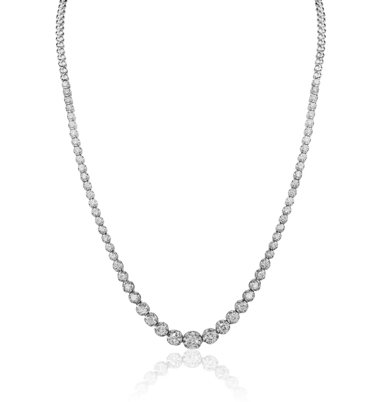Elegant Designs, Unbeatable Discounts – Shop Jewelry Now 14 kt white gold, 17" diamond half-way graduated tennis necklace featuring 3.00 cts tw round diamonds Elegant Designs, Unbeatable Discounts – Shop Jewelry Now 14 kt white gold, 17" diamond half-way graduated tennis necklace featuring 3.00 cts tw round diamonds