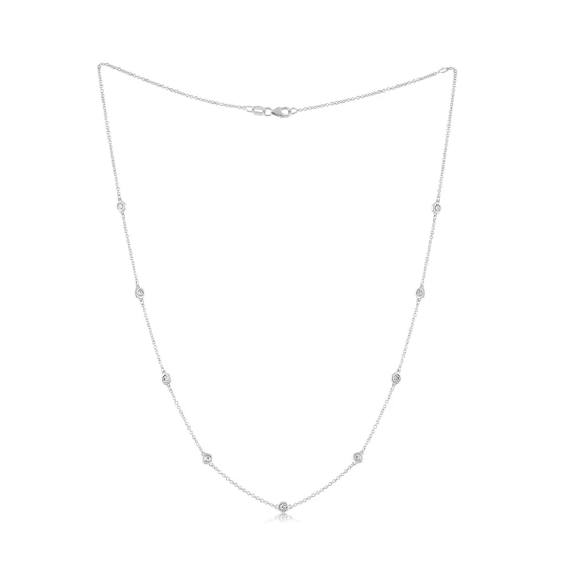 Make Every Moment Shine – Jewelry Discounts Available 14 kt white gold, 30" diamonds-by-the-yard necklace featuring 1.50 cts tw round, brilliant cut diamonds Make Every Moment Shine – Jewelry Discounts Available 14 kt white gold, 30" diamonds-by-the-yard necklace featuring 1.50 cts tw round, brilliant cut diamonds