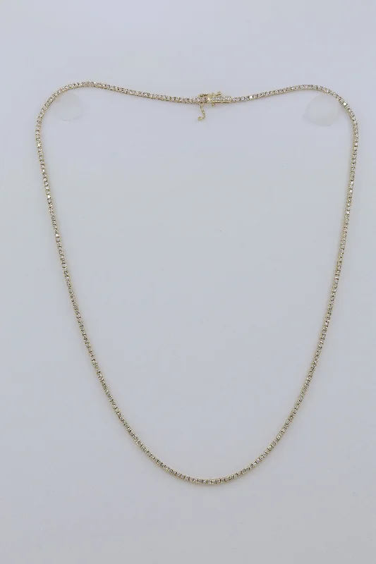 Unmissable Jewelry Sale – Shop Before It's Too Late 14 kt yellow gold, 16" 4 prong diamond tennis necklace featuring 2.25 cts tw round diamonds Unmissable Jewelry Sale – Shop Before It's Too Late 14 kt yellow gold, 16" 4 prong diamond tennis necklace featuring 2.25 cts tw round diamonds