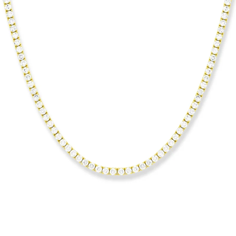 Grab Your Favorite Jewelry At The Lowest Prices 14 kt Yellow gold, 17" 4 prong diamond tennis necklace featuring 8.00 cts tw round diamonds