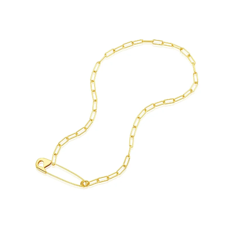 Flash Sale On Stunning Jewelry – Don't Miss Out 14k Gold Plated Safety Pin Paper Clip Chain Necklace
