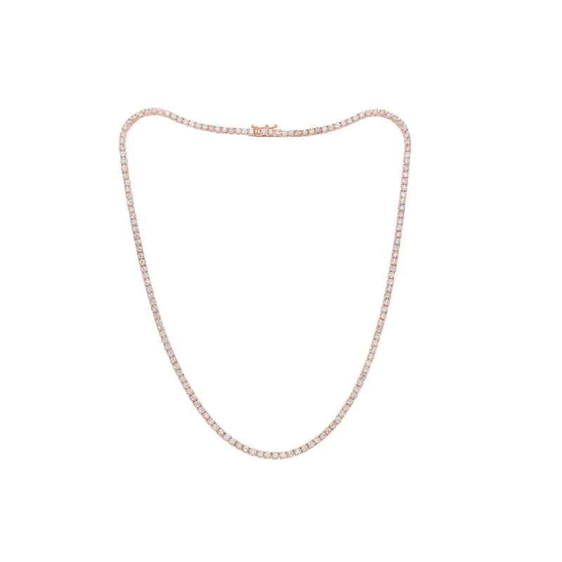 The Perfect Jewelry Piece At The Perfect Price 14kt rose gold diamond tennis necklace containing 9.70 cts tw (168 stones) measuring 16" The Perfect Jewelry Piece At The Perfect Price 14kt rose gold diamond tennis necklace containing 9.70 cts tw (168 stones) measuring 16"