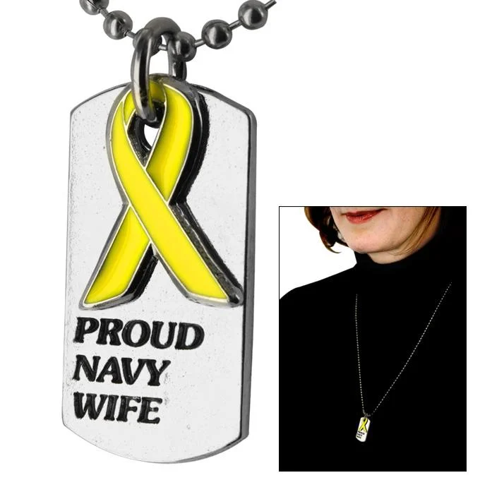 Shop Fine Jewelry With Exclusive Savings Proud Navy Wife Yellow Ribbon Dog Tag Necklace