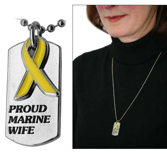 Luxury Meets Affordability – Jewelry Sale Now Live Proud Marine Wife Yellow Ribbon Dog Tag Necklace