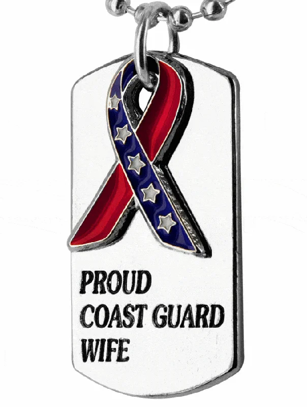 Exclusive Gemstone Jewelry At Special Prices Proud Coast Guard Wife Flag Ribbon Dog Tag Necklace