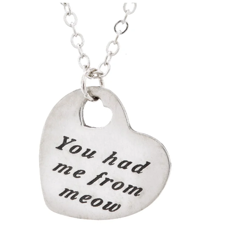 Flash Sale On Elegant Jewelry – Don't Miss Out You Had Me From Meow Pewter Heart Necklace!