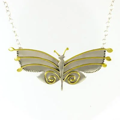 Trending Jewelry Styles Now At Limited-Time Discounts Butterfly Sterling & Brass Necklace