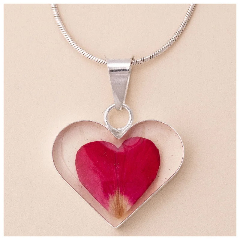 Bold And Beautiful Jewelry Now At Irresistible Prices Real Flowers & Sterling Heart Petal Necklace