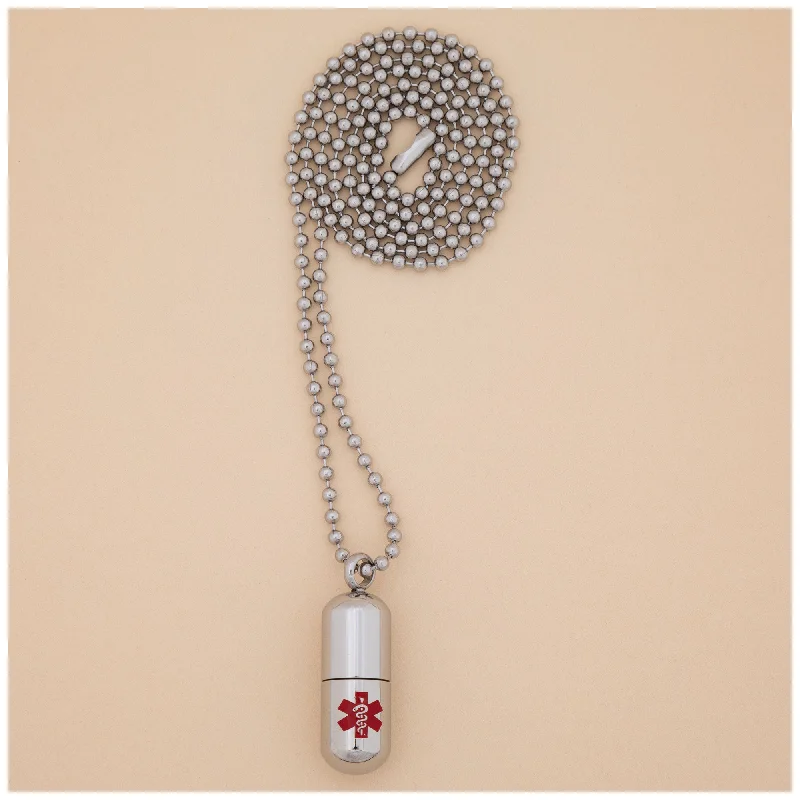 Exclusive Jewelry Bundles At Discounted Rates Stainless Steel Medical Alert Pill Container Necklace