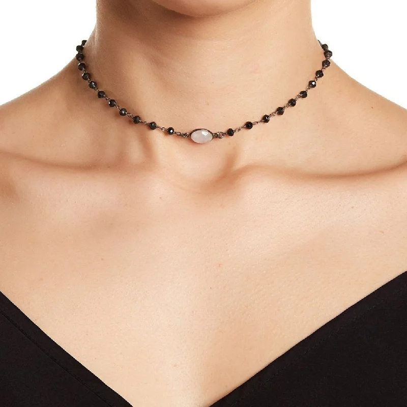Flash Sale On Stunning Jewelry – Don't Miss Out Adornia  3mm Black Spinel Choker Necklace Moonstone silver