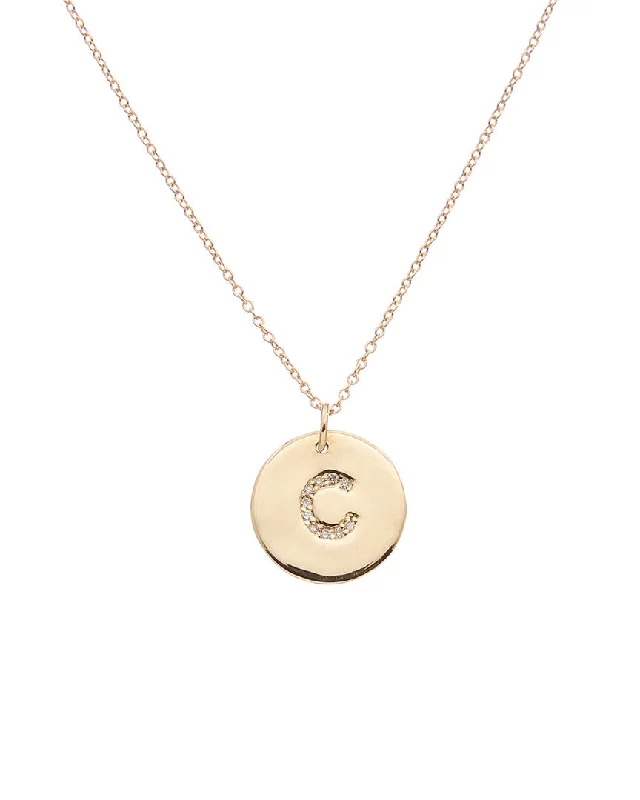 Adjustable Charm Bracelets For A Perfect Fit Ariana Rabbani 14K Diamond Initial Disc Necklace (A-Z)