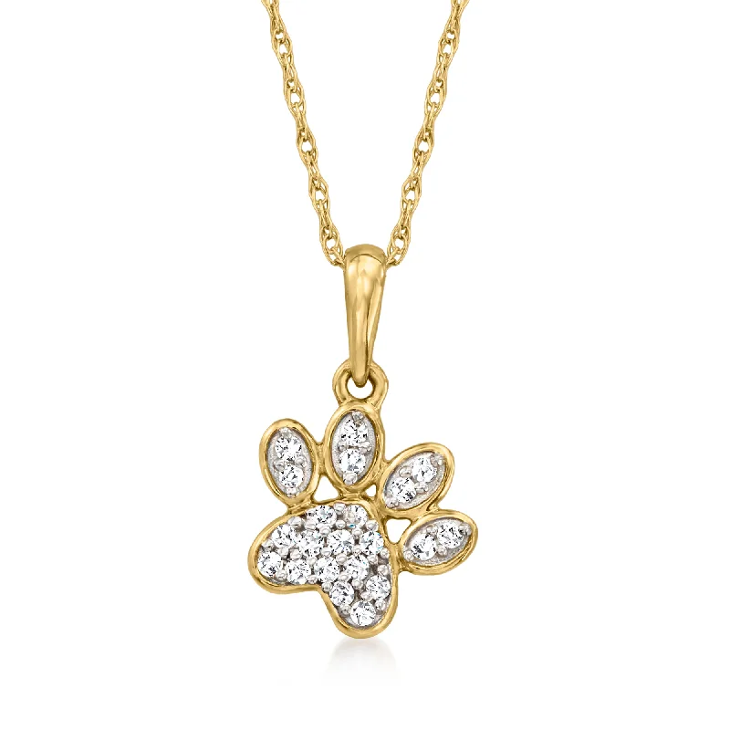 Bestselling Jewelry At Special Promotional Rates Canaria Diamond Paw Print Pendant Necklace in 10kt Yellow Gold