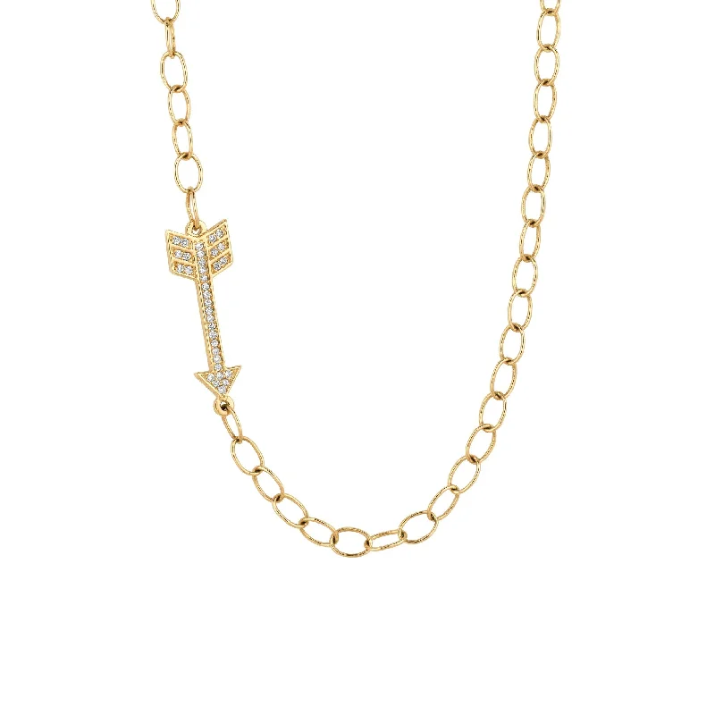 Bestselling Jewelry Now On Sale – Elevate Your Look Diamond Arrow on Links Necklace Yellow Gold