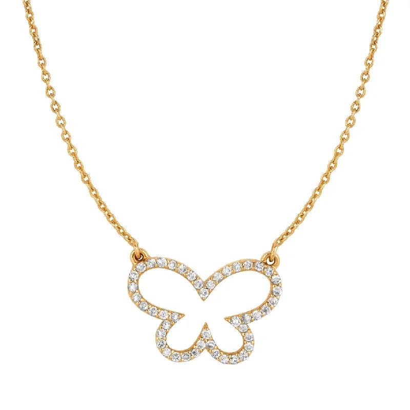 Get The Best Deals On Timeless Jewelry Pieces Diamond Butterfly Necklace (Medium) Yellow Gold