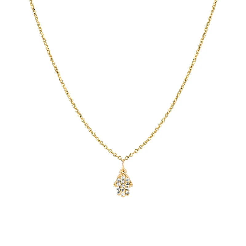 Buy More, Save More On Stunning Jewelry Designs Diamond Hamsa Necklace (Small) Yellow Gold