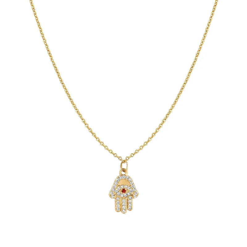 Exclusive Jewelry Bundles At Discounted Prices Diamond & Ruby Hamsa Necklace Yellow Gold