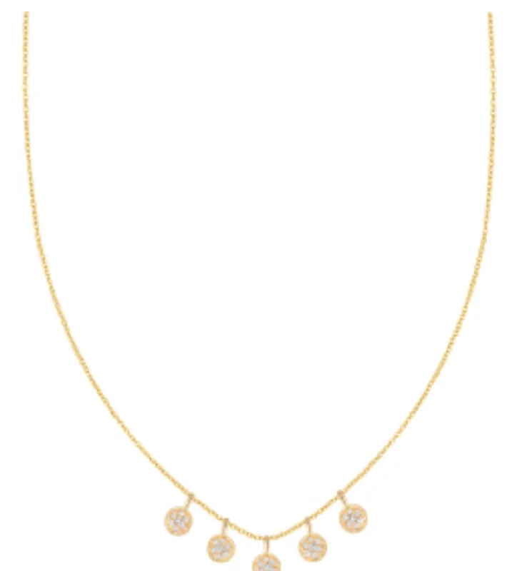 Limited-Time Jewelry Sale – Elegant Styles At Less Five Dangle Diamond Disc Necklace Yellow Gold